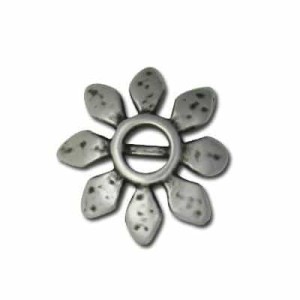 Passant ou intercalaire fleur en metal placage argent-32mm