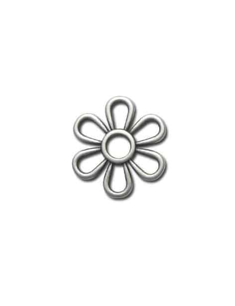 Fleur moyenne intercalaire ajouree en metal placage argent-27mm