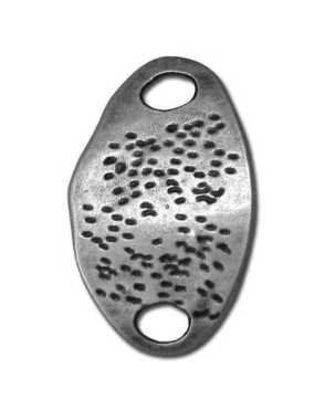 Gros intercalaire ovale martele en metal placage argent antique mat-46.5mm