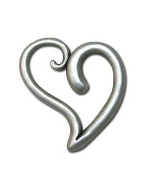 Gros anneau coeur en metal placage argent mat-40mm