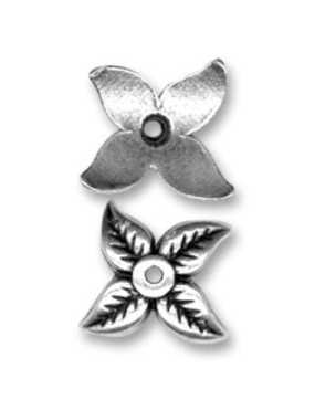 Coupelle fleur 4 petales en metal placage argent-18mm