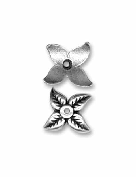 Coupelle fleur 4 petales en metal placage argent-18mm