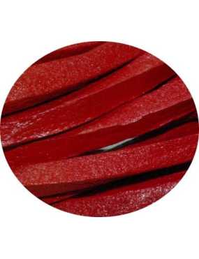 Cordon de cuir carre rouge-4mm