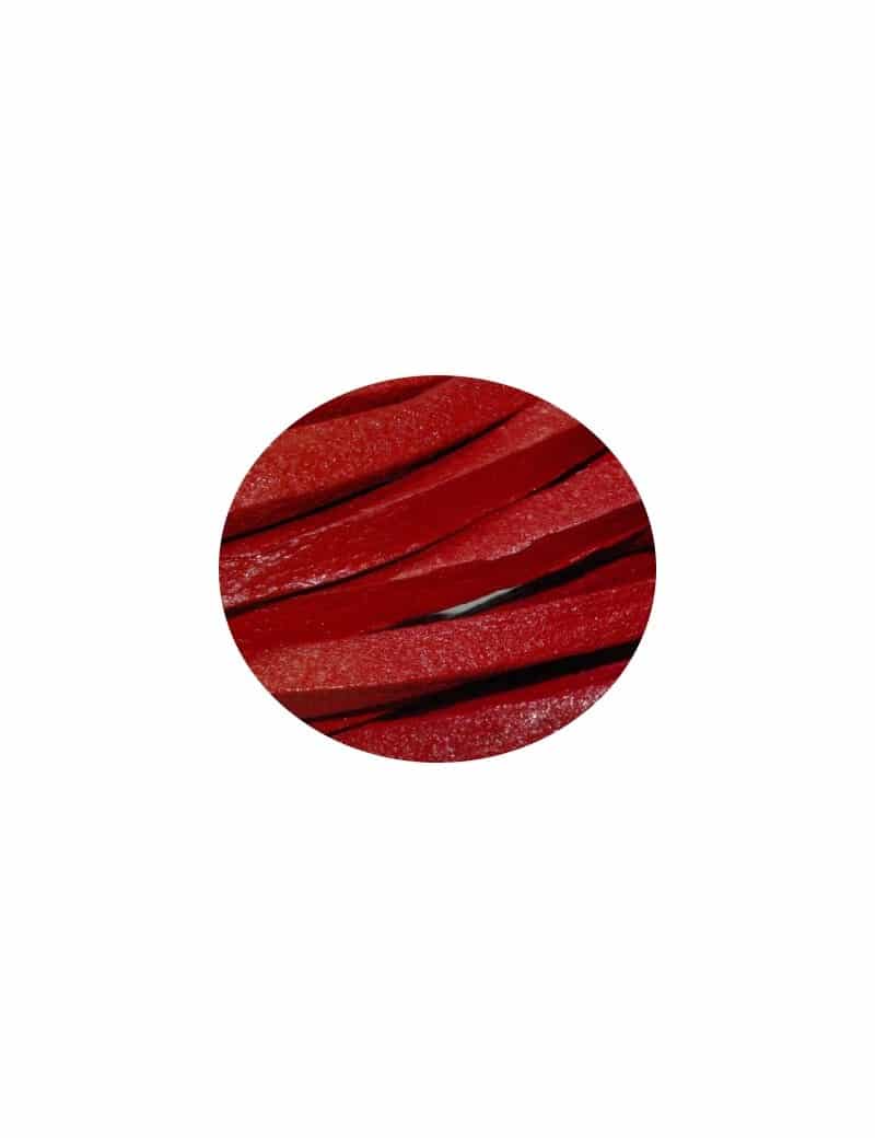 Cordon de cuir carre rouge-4mm