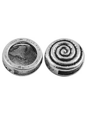 Passant intercalaire rond spirale couleur argent tibetain-14mm