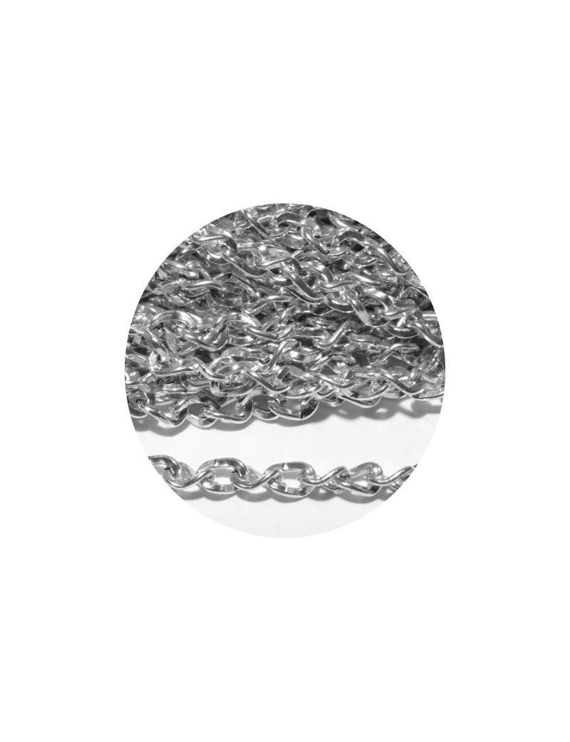 Petite chaine en acier placage argent couleur foncee-3mm