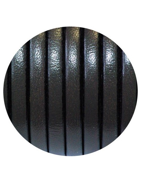 Cordon de cuir plat 5mm x 2mm de couleur noire-vente au cm