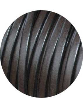 Cordon de cuir plat 5mm x 2mm de couleur marron fonce-vente au cm