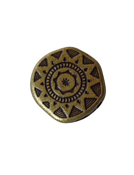 Grosse perle ronde bronze motifs ethniques-18mm