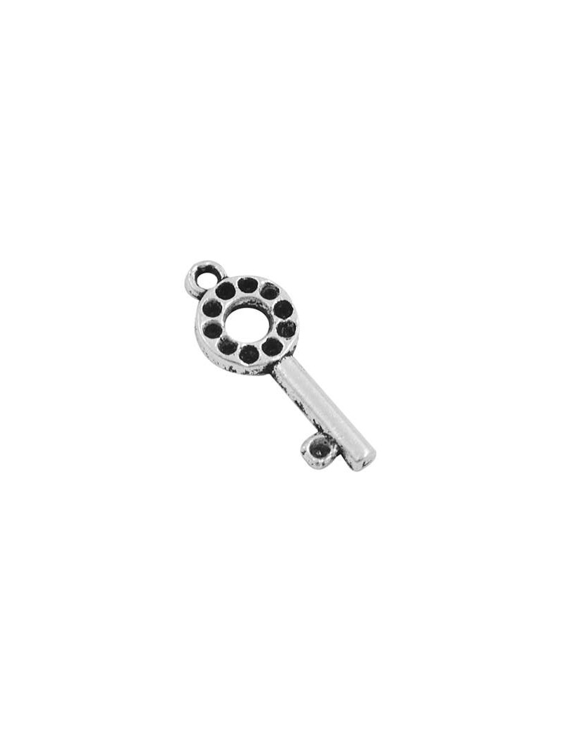Pampille ou breloque clef en métal couleur argent tibétain-22mm