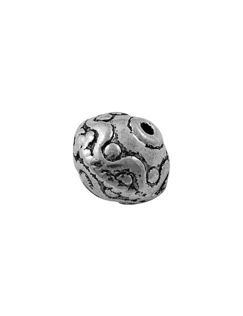 Grosse perle en metal couleur argent tibetain-12mm