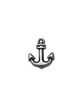 Pampille ancre marine simple placage argent-15mm
