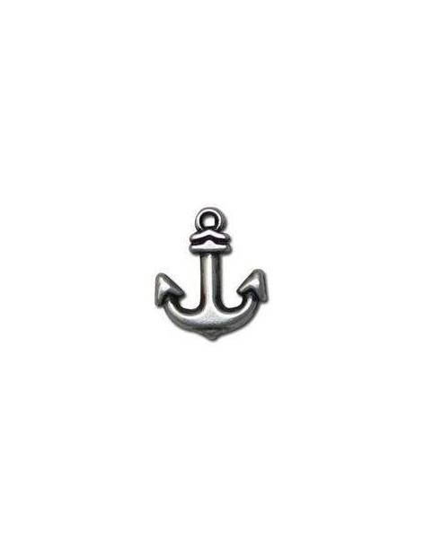 Pampille ancre marine simple placage argent-15mm