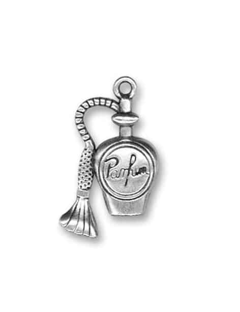 Pampille flacon de parfum en metal placage argent-28mm