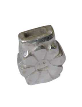 Fermoir magnetique fleur placage argent-18mm