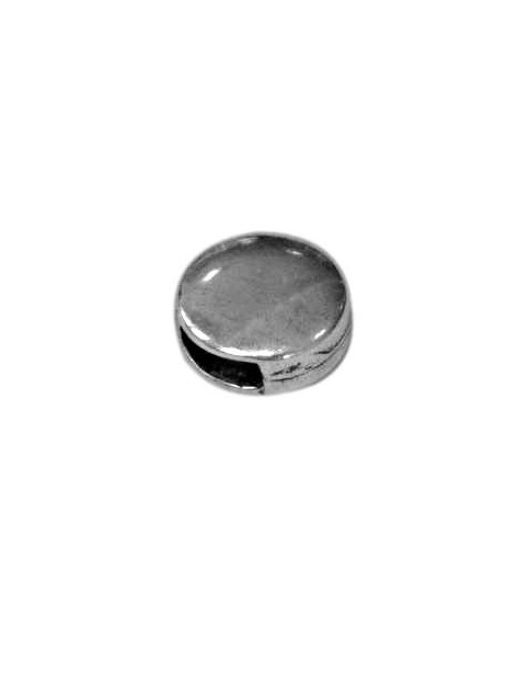 Perle passant lentille metal placage argent pour cuir plat de 6mm