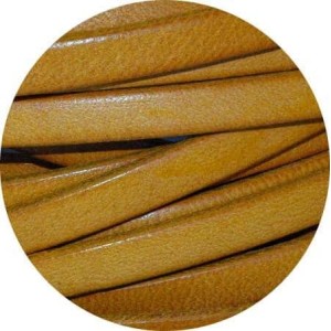 Cordon de cuir plat 5mm couleur camel-vente au cm
