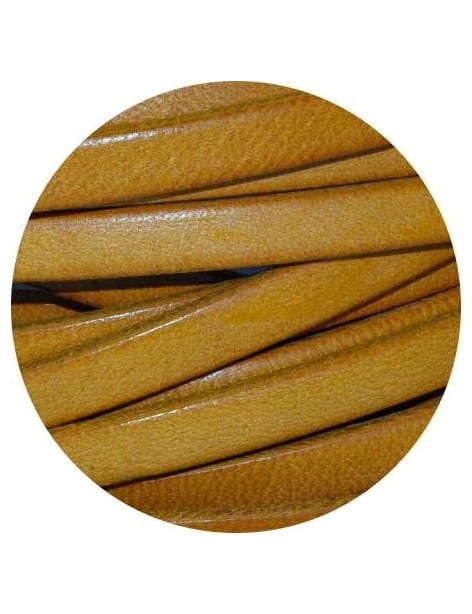 Cordon de cuir plat 5mm couleur camel-vente au cm