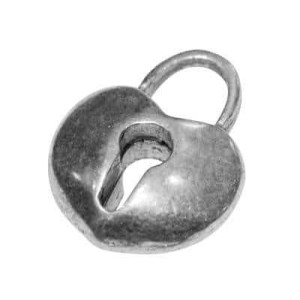 Pampille cadenas coeur en metal placage argent-13mm