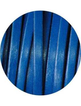 Cordon de cuir plat 5mm de couleur bleue-vente au cm