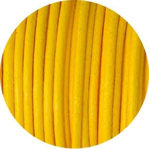 Cordon de cuir rond jaune-2mm-Espagne