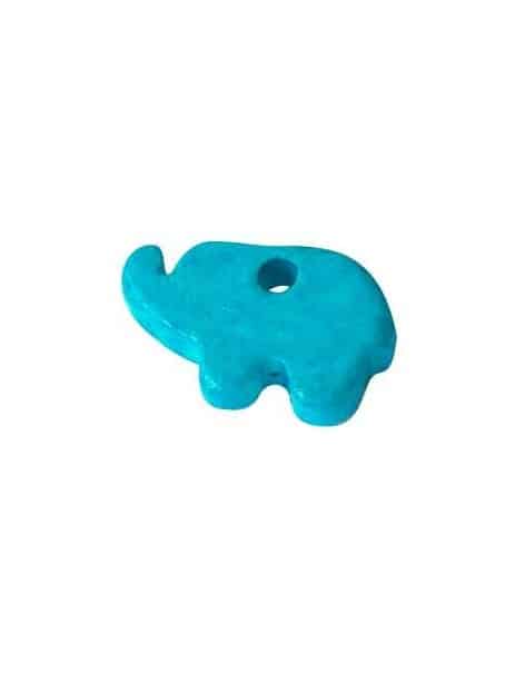 Pampille éléphant en céramique brute bleue-18mm