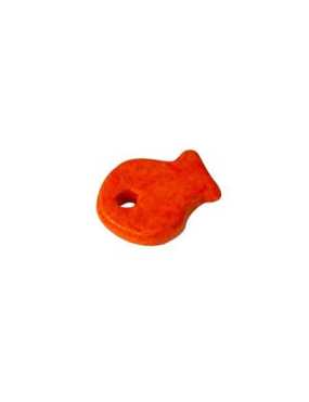 Pampille poisson en ceramique brute orange fluo-15mm