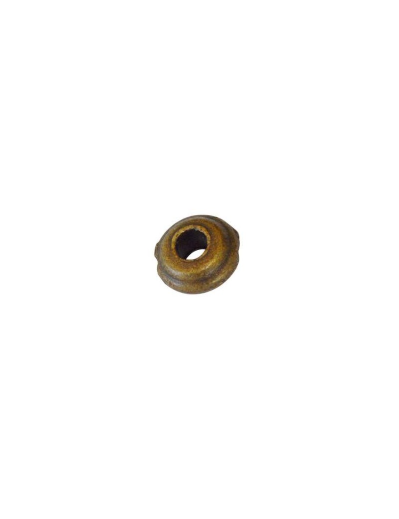 Poche de 10 perles plates rondes en metal couleur bronze antique-6mm
