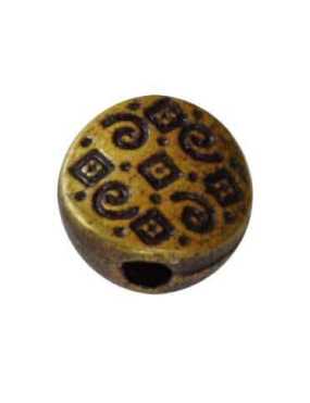 Lot de 10 petites perles a motifs couleur bronze antique-7mm