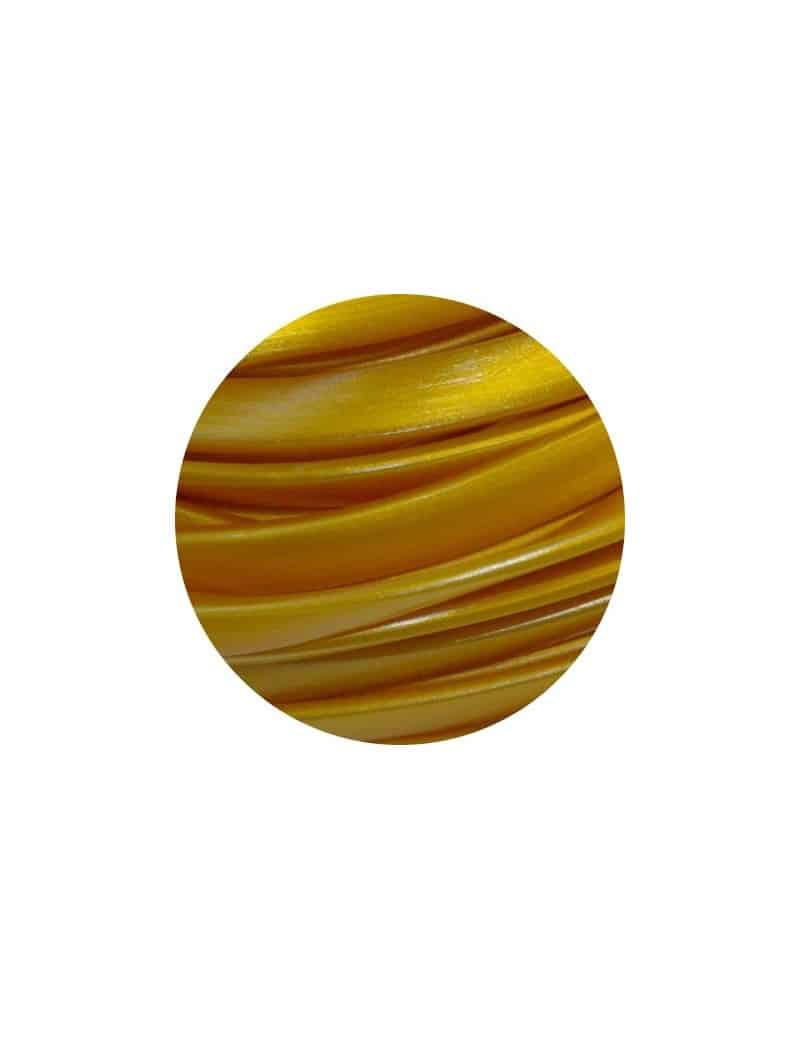 Cordon caoutchouc plat dore opaque-6mmx2mm