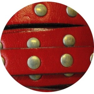 Cordon de cuir plat 10mm x 2mm rouge cloute-vente au cm