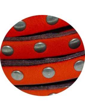Cordon de cuir plat 10mm x 2mm orange cloute-vente au cm
