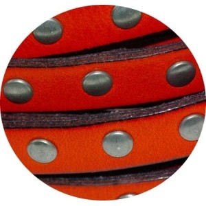 Cordon de cuir plat 10mm x 2mm orange cloute-vente au cm
