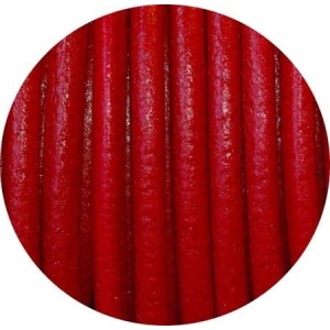 Cordon de cuir rond couleur rouge-3mm-Espagne