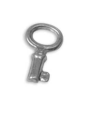 Pampille clef en metal placage argent-22mm