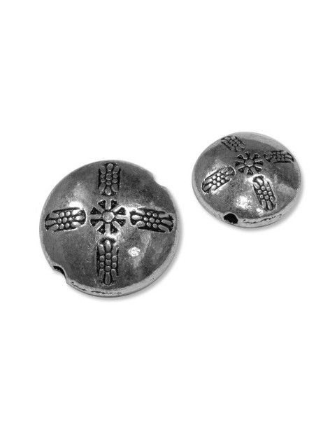 Perle lentille en metal couleur argent tibetain-12mm