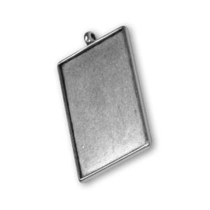 Support rectangle placage argent-42mm
