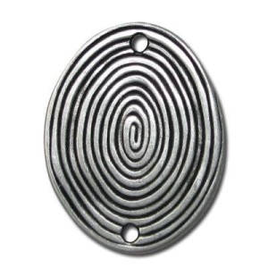 Intercalaire ovale ethnique placage argent-43mm