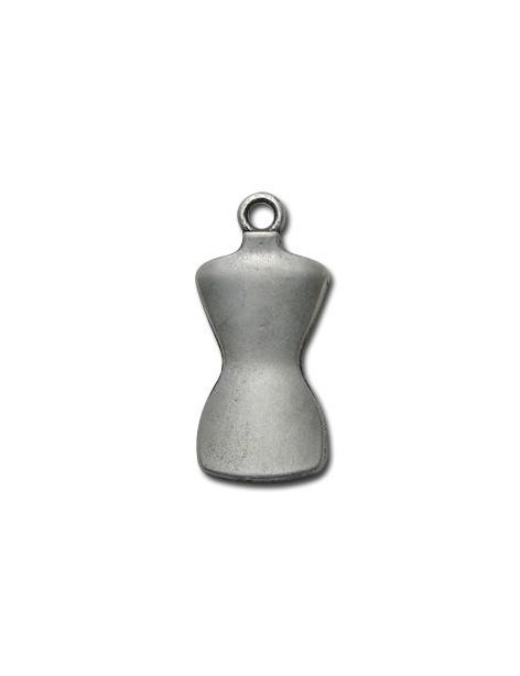 Pampille buste en metal placage argent-30mm