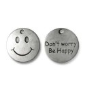 Pampille disque don t worry placage argent-20mm
