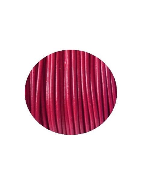 Cordon de cuir rond couleur framboise-2mm-Asie