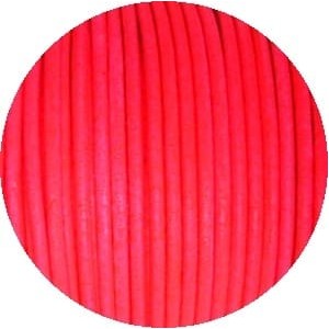 Cordon de cuir rond rose fluo-2mm-Espagne