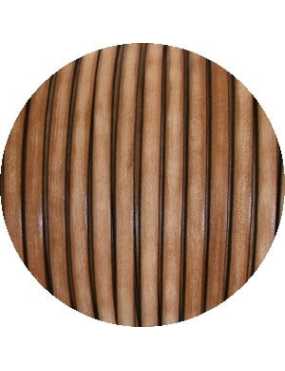 Cordon de cuir plat vintage 5mm couleur beige-vente au cm