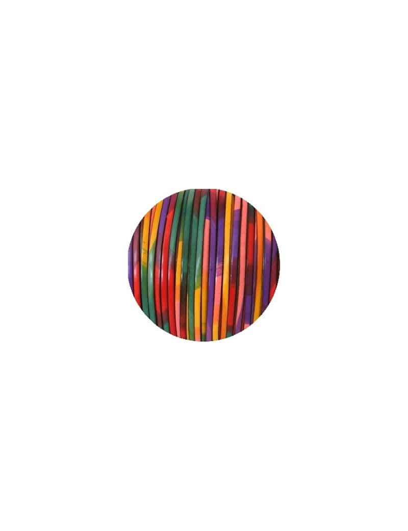 Cordon de cuir plat 5mm multicolore-vente au cm