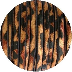Cordon de cuir plat 5mm leopard-vente au cm