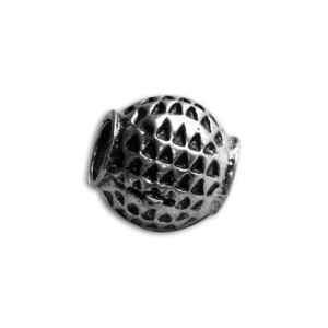 Perle ronde a gros trou metal couleur argent tibetain-11mm