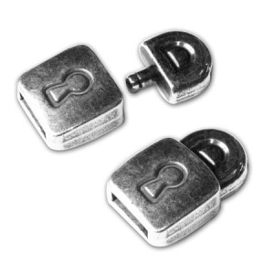 Fermoir clip cadenas pour cuir plat placage argent-32mm