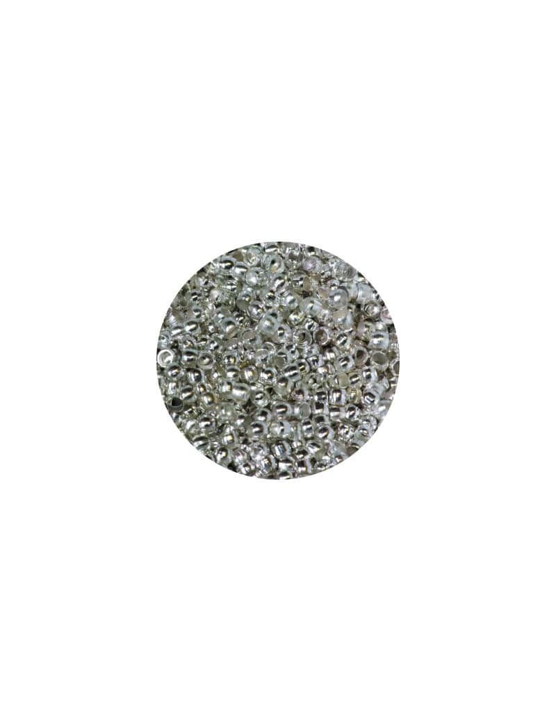 Pochette de 100 perles a ecraser en metal couleur argent-2mm