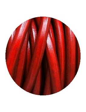 Cordon de gros cuir 10mm x 6mm de couleur rouge marbré-vente au cm