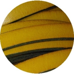 Cordon de cuir plat 10mm x 2mm de couleur jaune-vente au cm